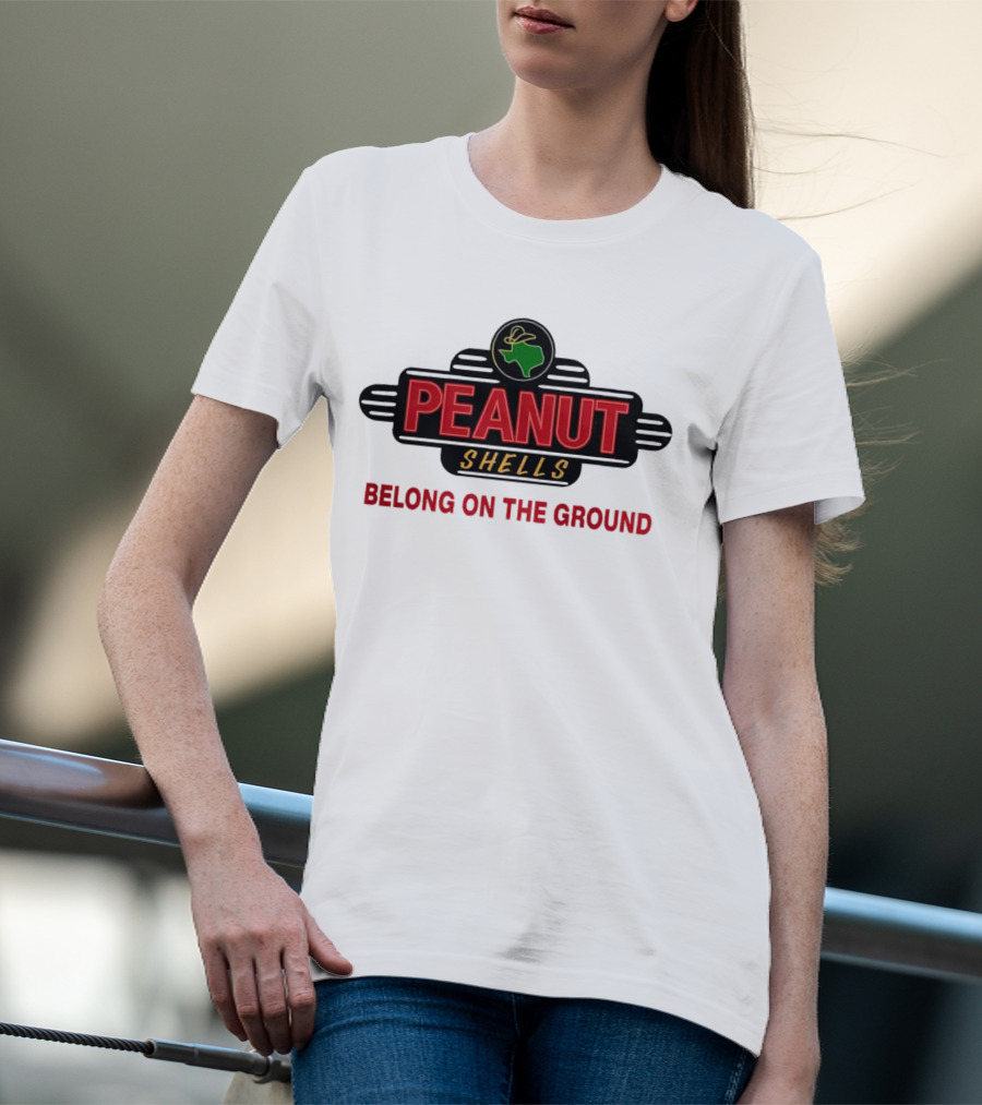 Peanut Shells Belong On The Ground With Dinosaur T-Shirt