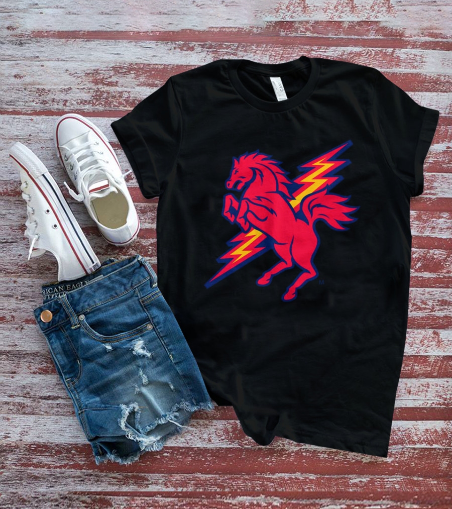 St. John's Red Storm Thunder Horse Lightning Bolt T-Shirt
