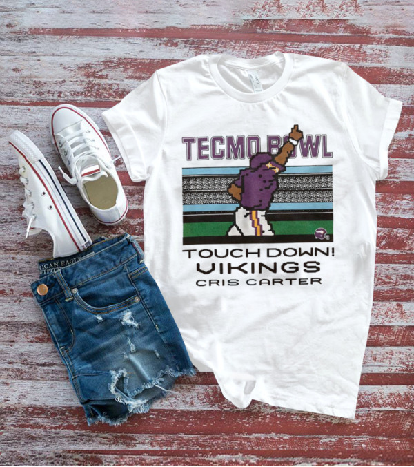 Tecmo Bowl Touch Down Vikings Cris Carter Retro Pixel T-Shirt