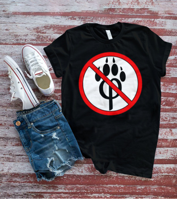 Anti Furry Paw Symbol With Red Prohibition Circle T-Shirt