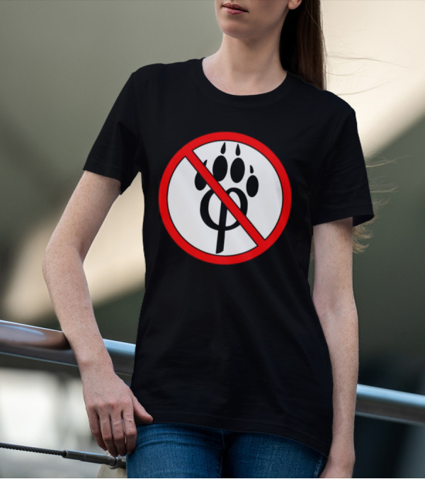 Anti Furry Paw Symbol With Red Prohibition Circle T-Shirt
