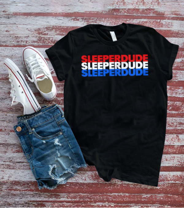 SLEEPERDUDE Red White Blue Stacked Text T-Shirt