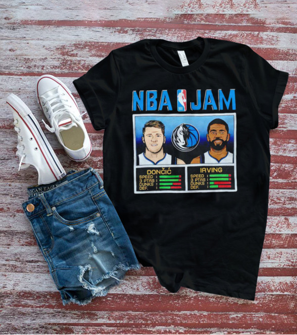 NBA Jam Mavericks Luka Dončić Kyrie Irving Stats T-Shirt