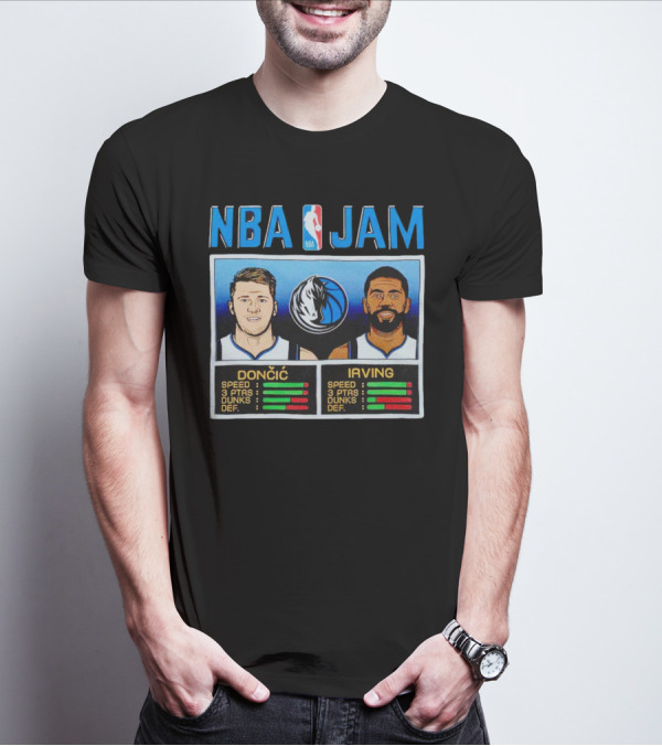 NBA Jam Mavericks Luka Dončić Kyrie Irving Stats T-Shirt