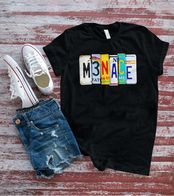 M3NACE License Plate Collage Text T-Shirt