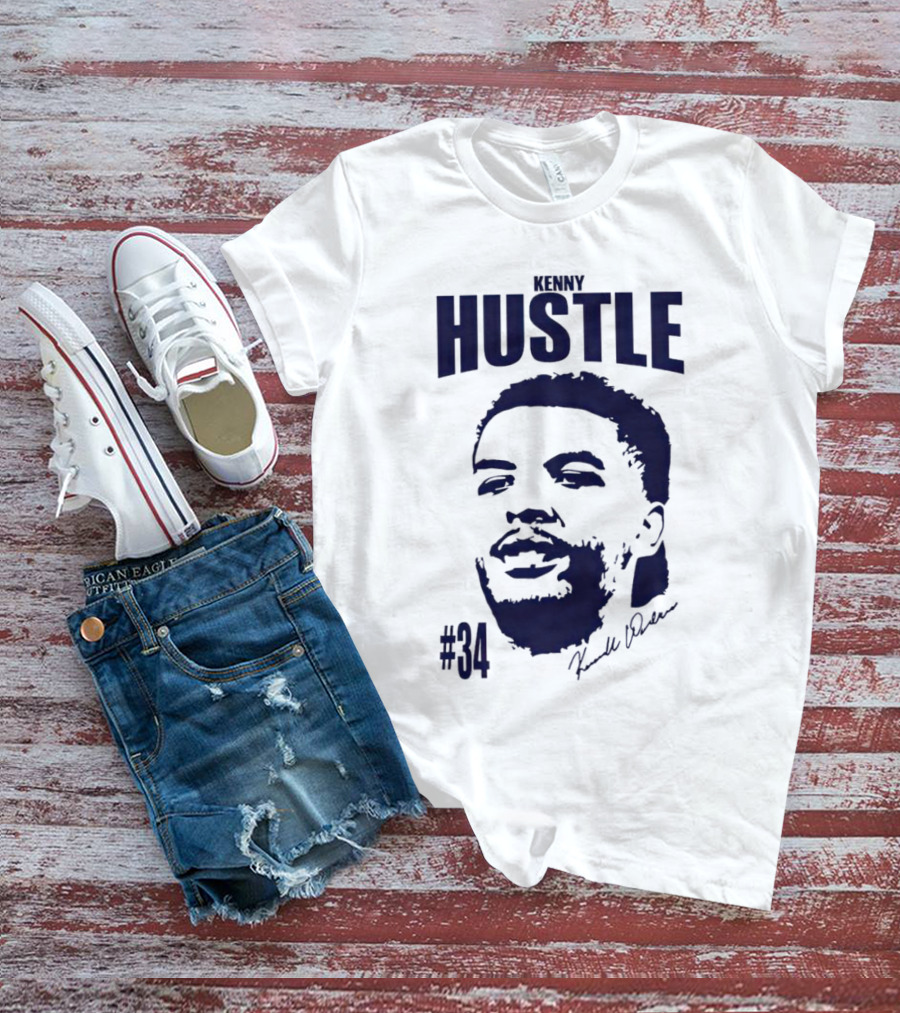 Kenny Hustle Kenrich Williams #34 Signed Face T-Shirt