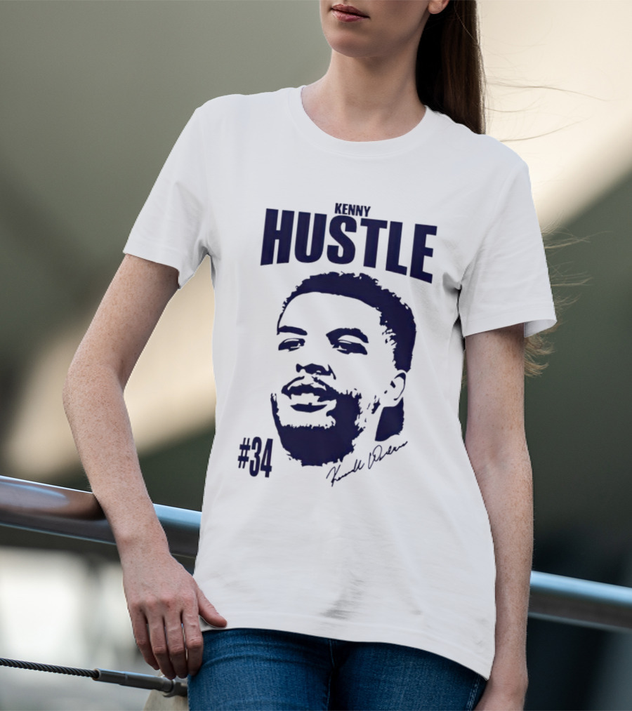 Kenny Hustle Kenrich Williams #34 Signed Face T-Shirt