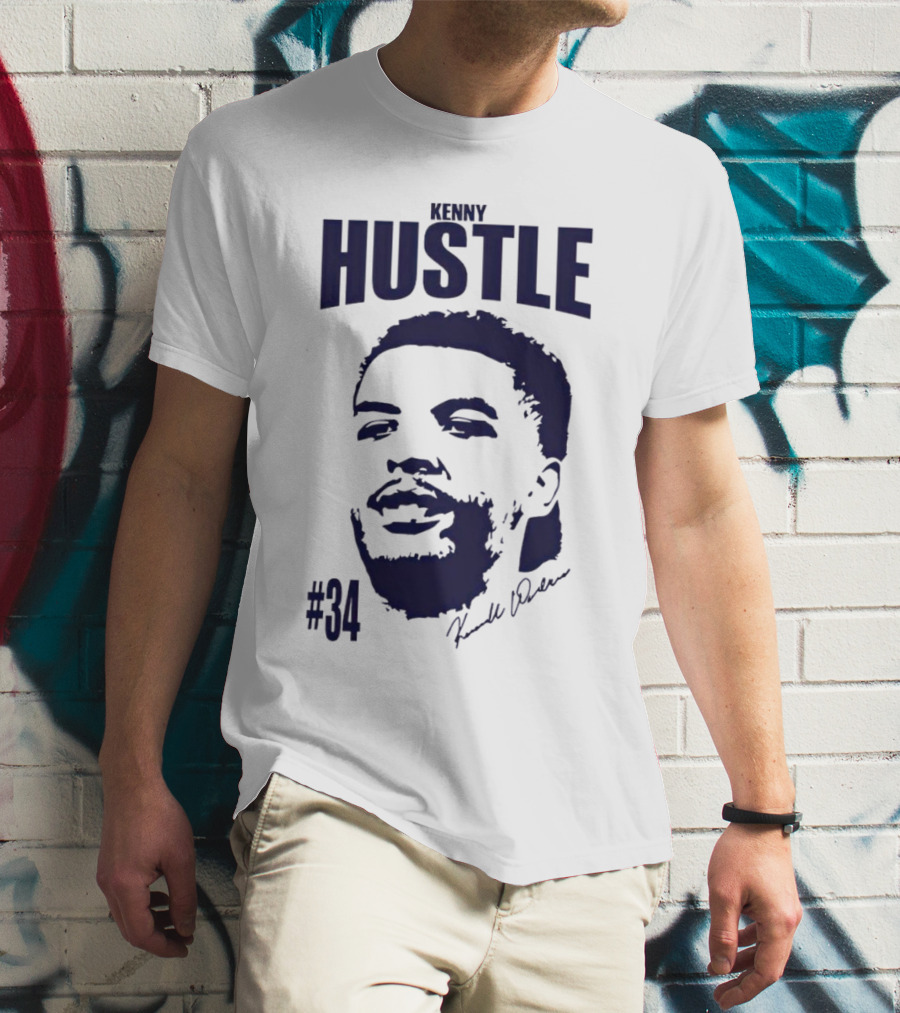 Kenny Hustle Kenrich Williams #34 Signed Face T-Shirt