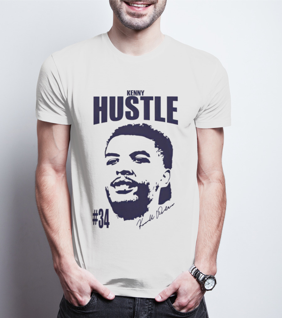 Kenny Hustle Kenrich Williams #34 Signed Face T-Shirt