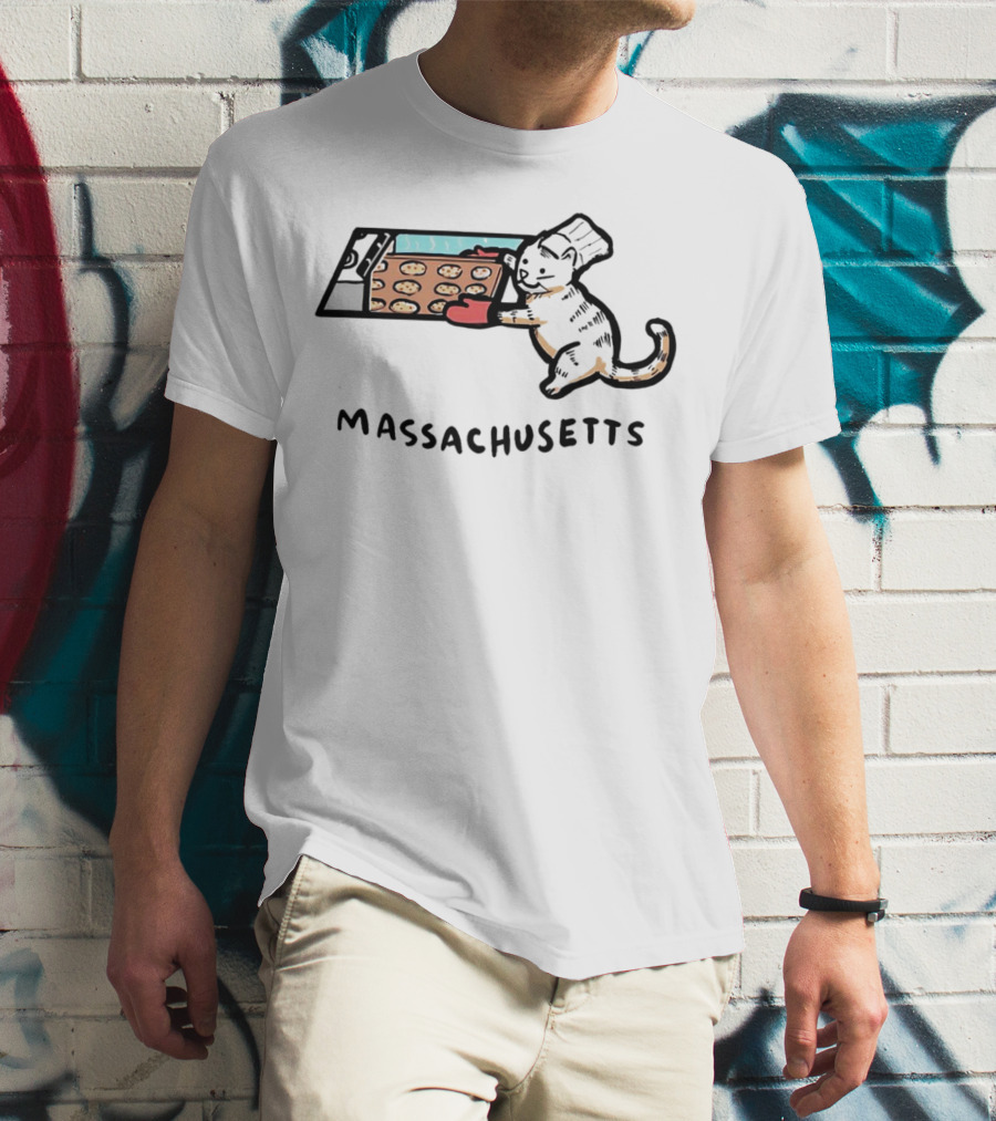 Massachusetts Baking Cat Meowsachusetts Cookies T-Shirt