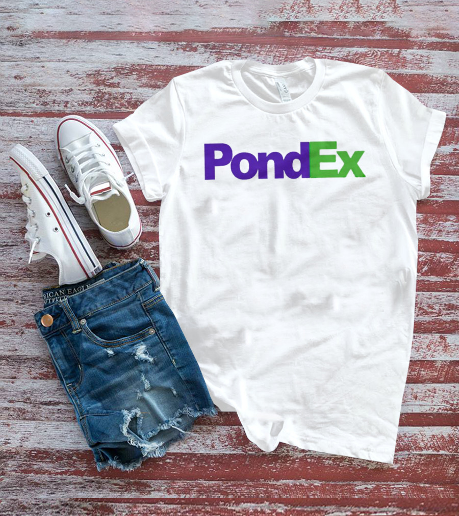 PondEx Bold Purple Green Text T-Shirt