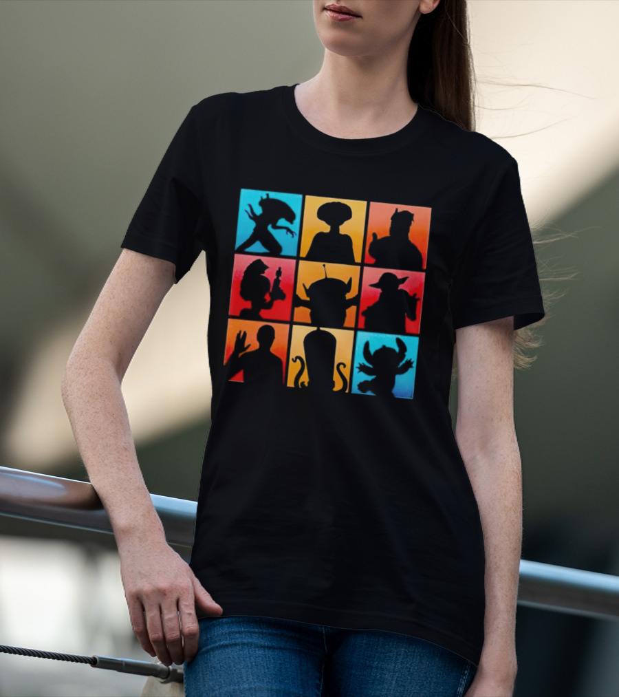 The Alien Gang Iconic Pop Culture Sci-Fi Silhouettes Compilation T-Shirt