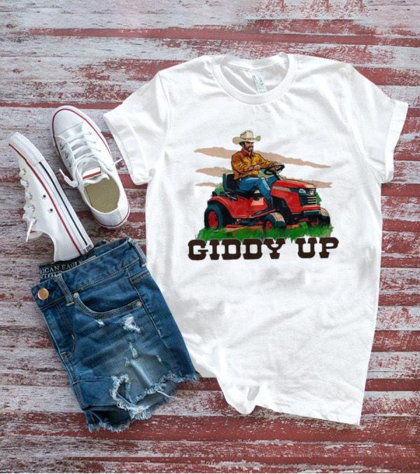 Giddy Up Cowboy On Lawn Mower T-Shirt