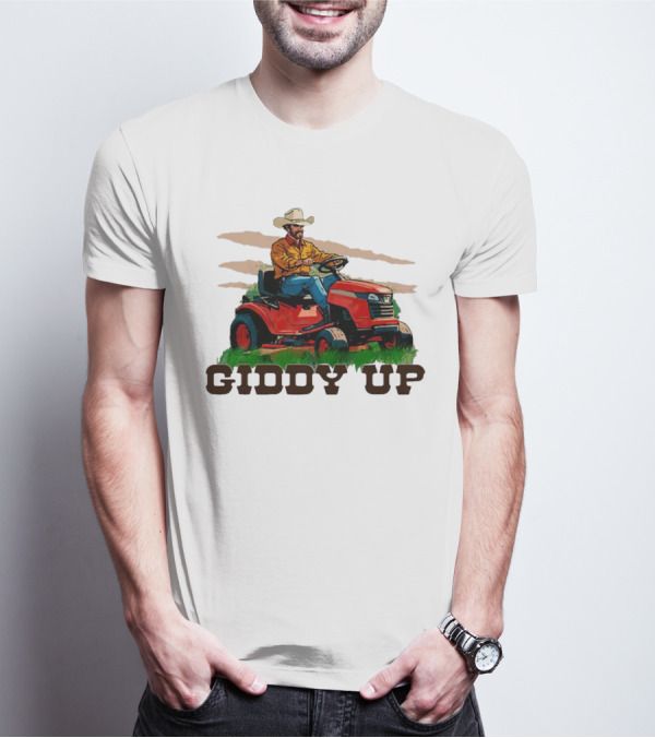 Giddy Up Cowboy On Lawn Mower T-Shirt