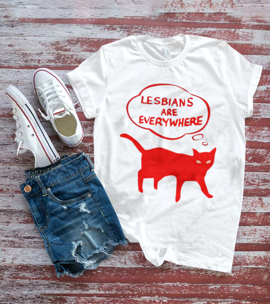 Lesbians Are Everywhere Red Cat T-Shirt