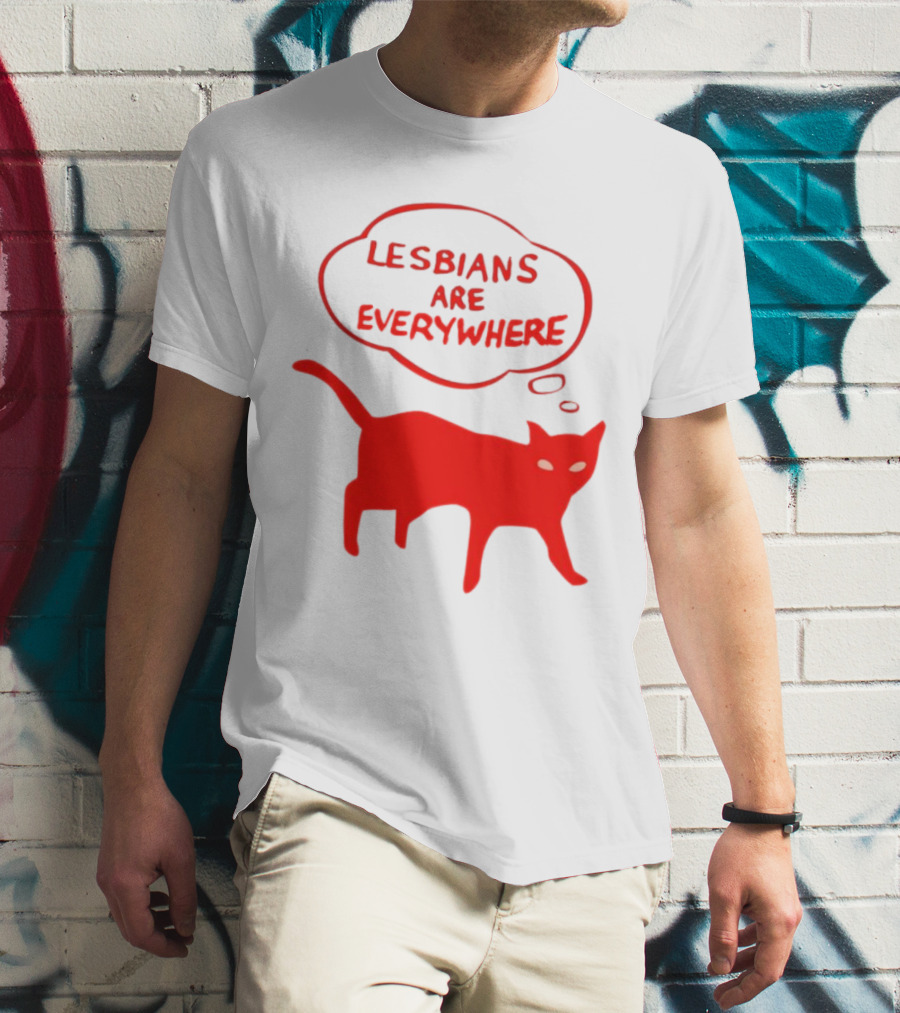Lesbians Are Everywhere Red Cat T-Shirt