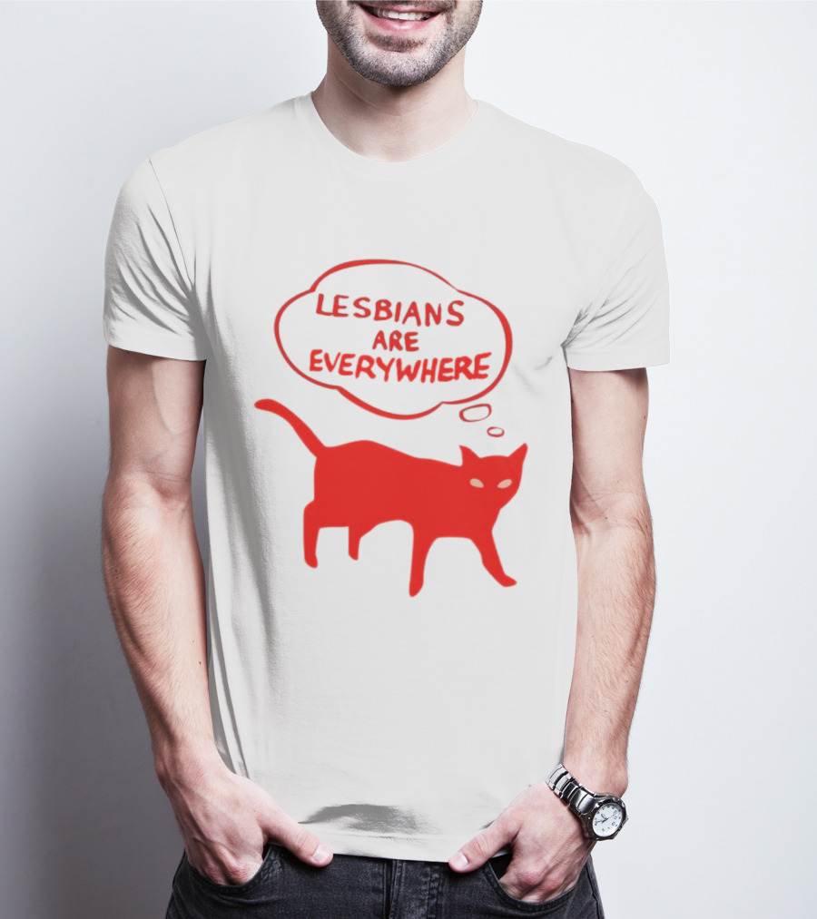 Lesbians Are Everywhere Red Cat T-Shirt