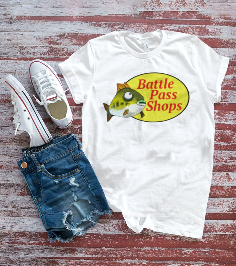 Battle Pass Shops Fish Logo Retro Inspired T-Shirt