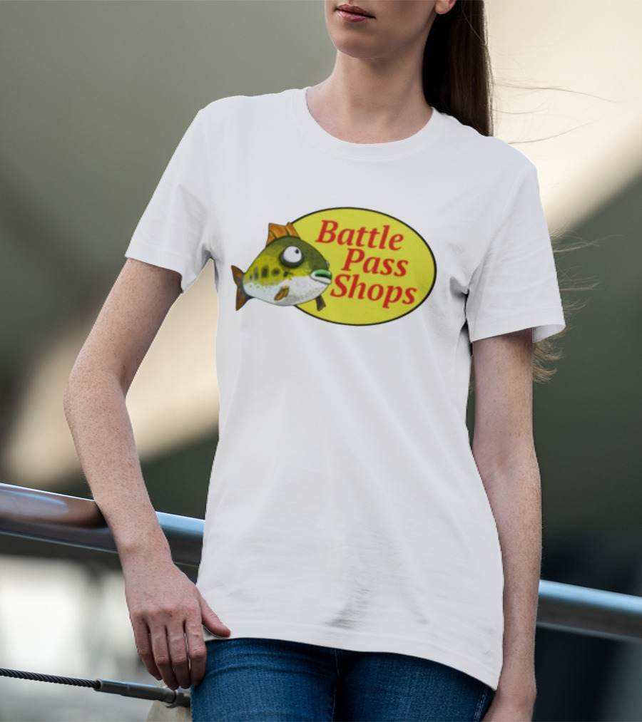 Battle Pass Shops Fish Logo Retro Inspired T-Shirt