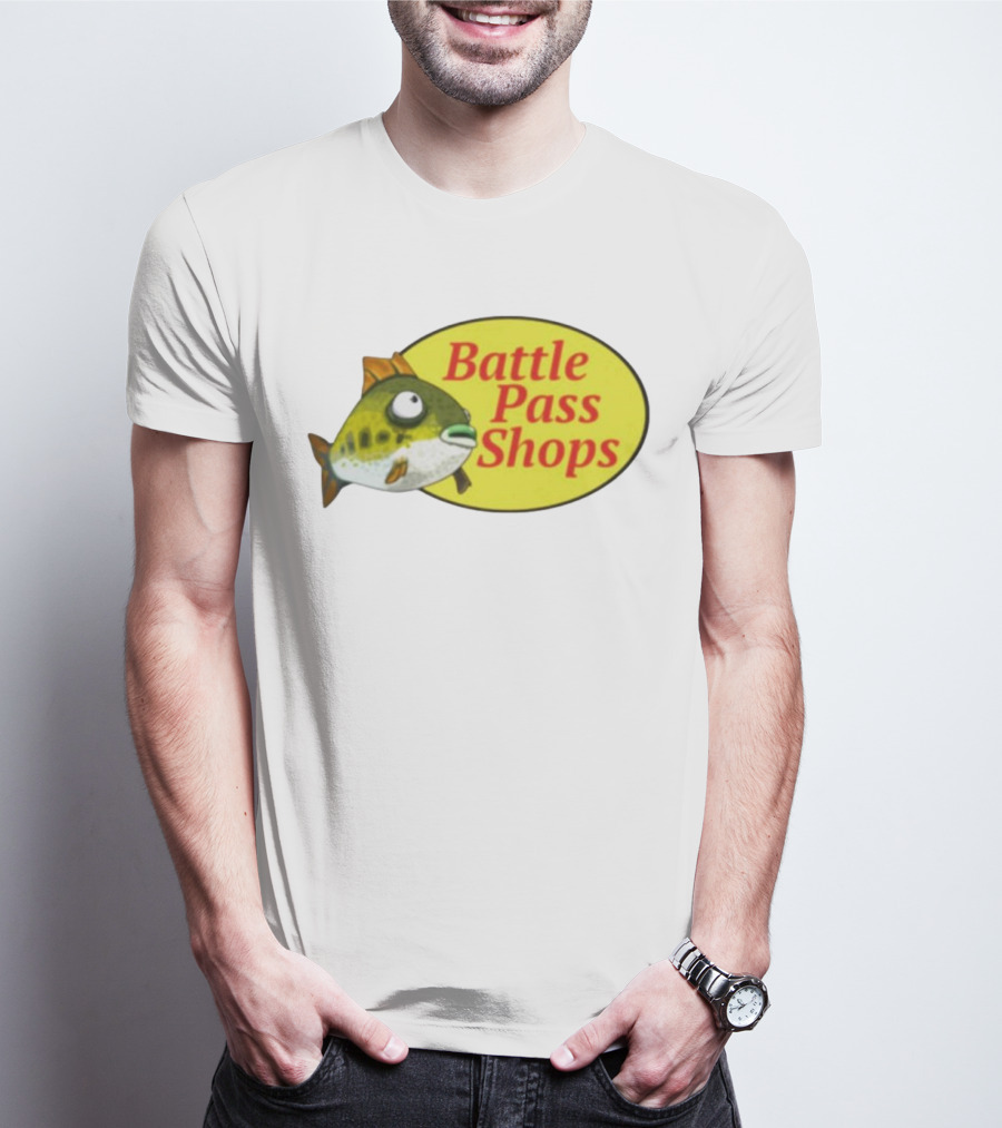 Battle Pass Shops Fish Logo Retro Inspired T-Shirt