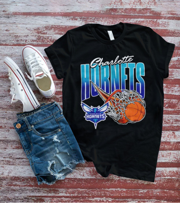 Charlotte Hornets Basketball Fire And Net T-Shirt