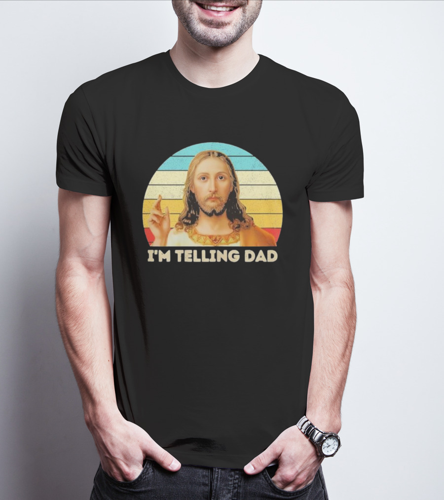 Christian Jesus I'm Telling Dad Retro T-Shirt