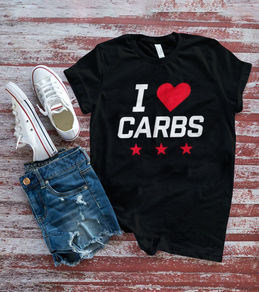 I Love Carbs Washington Capitals Fan Shirt With Red Heart And Three Stars T-Shirt