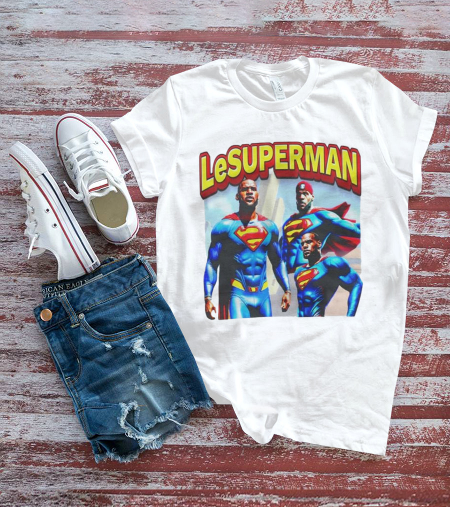 LeSuperman Lebron James Superman Trio Heroic Pose T-Shirt