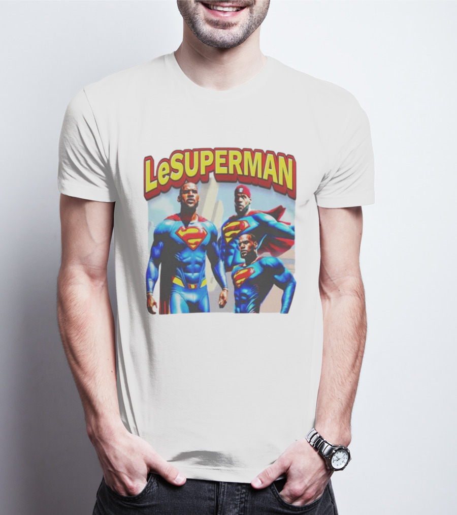 LeSuperman Lebron James Superman Trio Heroic Pose T-Shirt