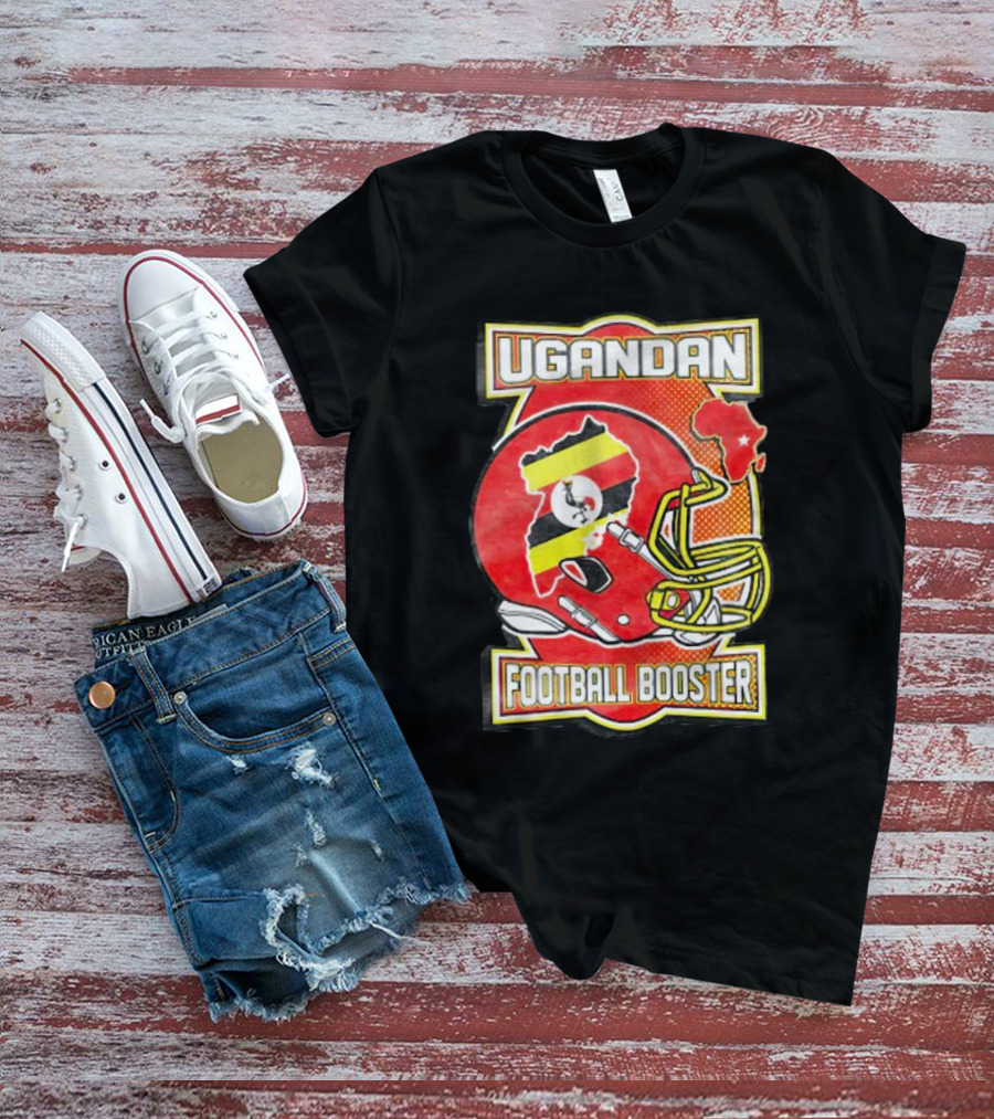 UGANDAN Football Booster Africa Map Flag Helmet T-Shirt