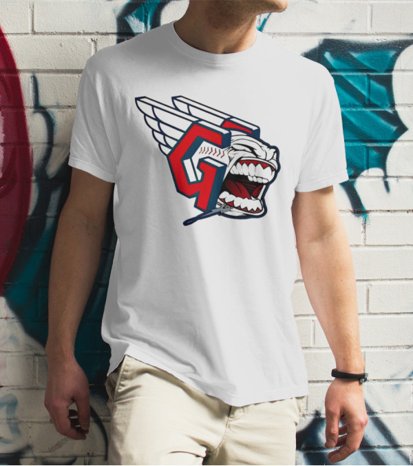 Cleveland Guardians Wings Logo With Fierce Expression T-Shirt