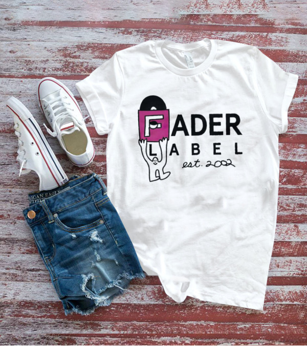 Fader Label Est 2002 Vinyl Record Icon With Pink Block F And Cartoon Character T-Shirt
