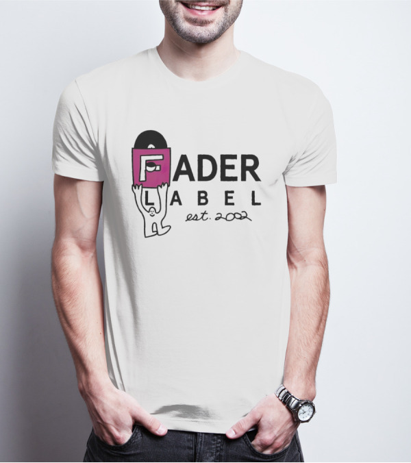 Fader Label Est 2002 Vinyl Record Icon With Pink Block F And Cartoon Character T-Shirt