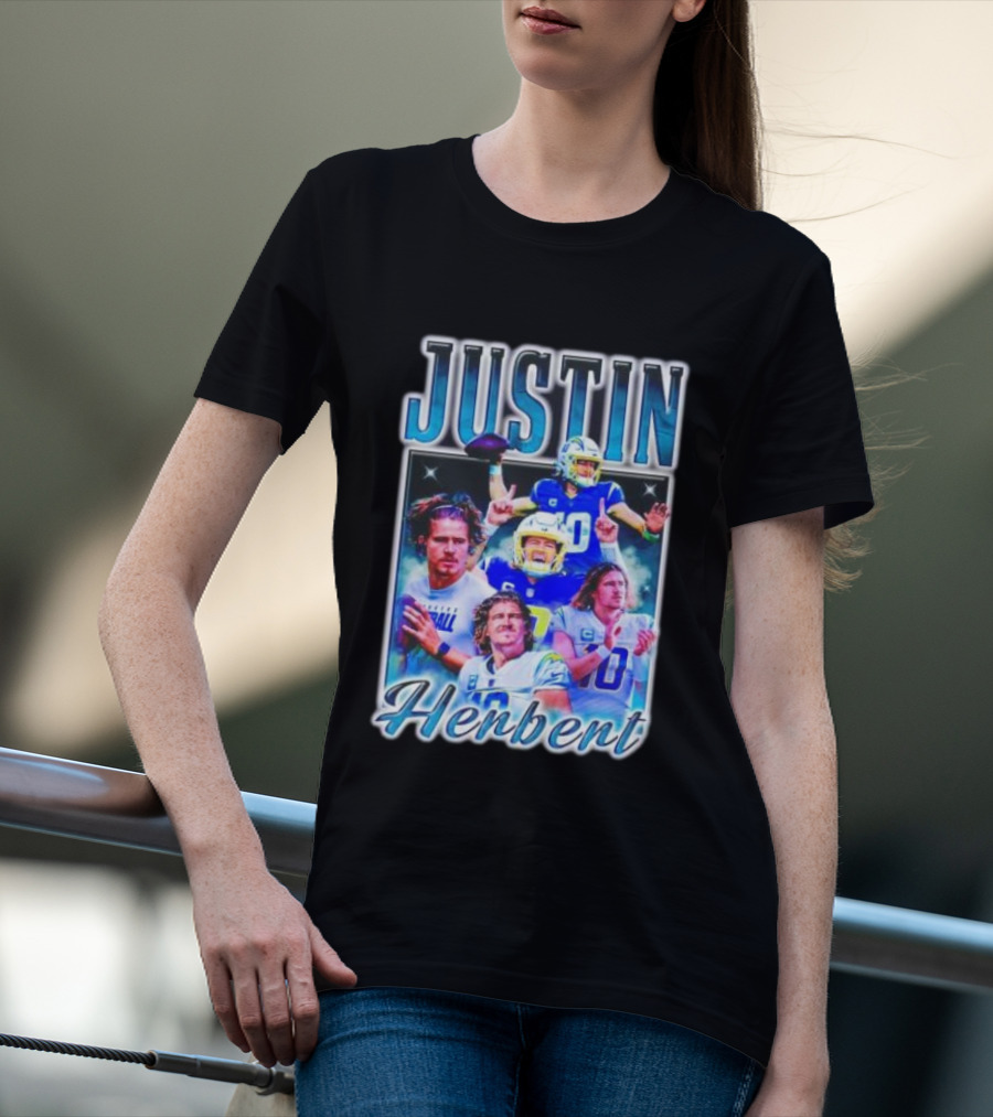 Justin Herbert Dynamic Football Moments Layered T-Shirt