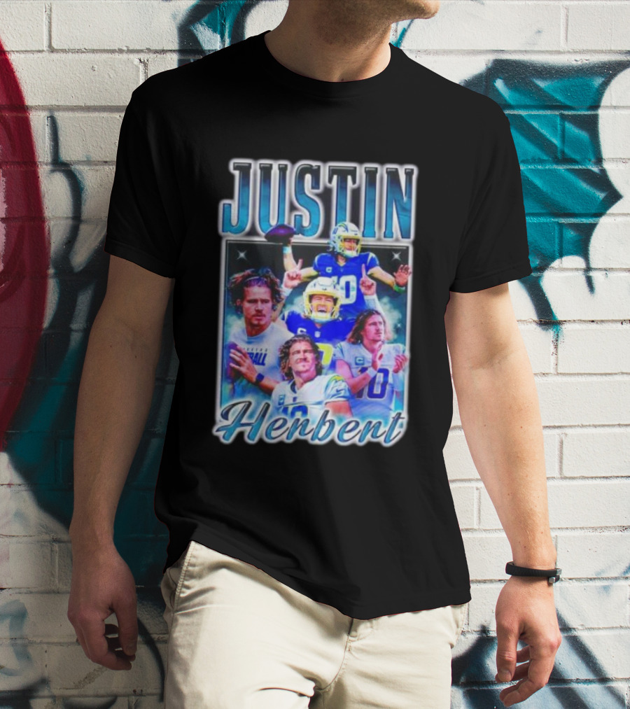 Justin Herbert Dynamic Football Moments Layered T-Shirt
