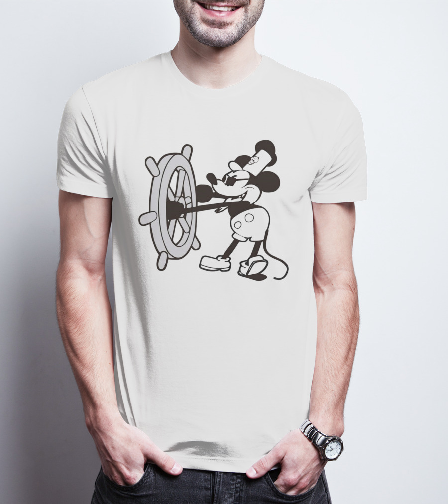 Steamboat Willie Mickey Mouse Pirate Steering Wheel T-Shirt