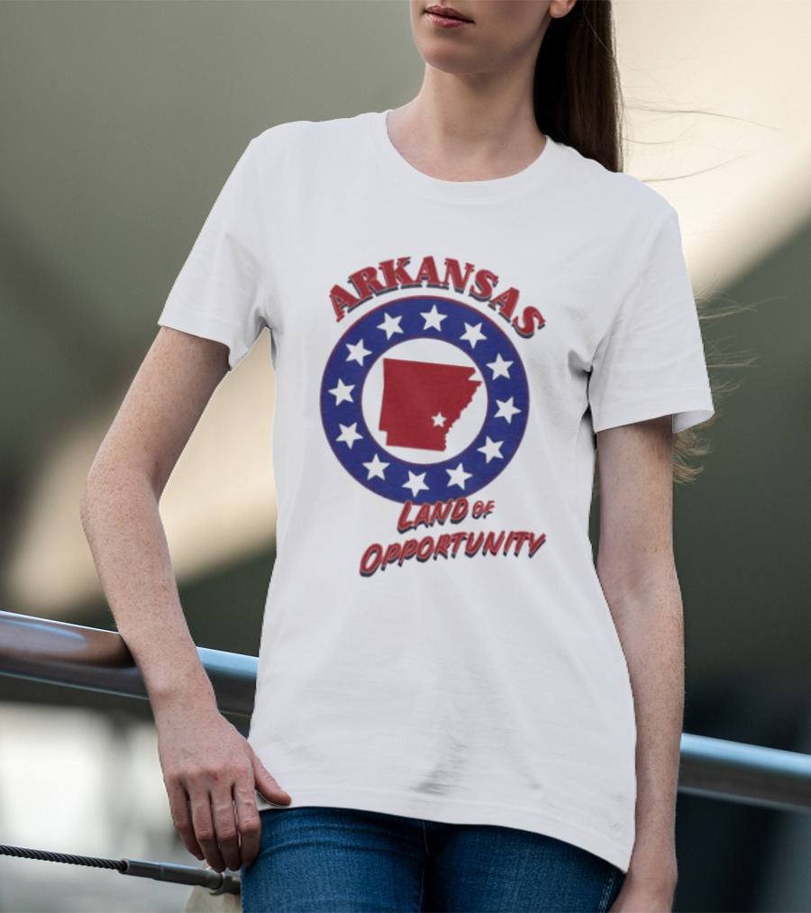 Arkansas Land Of Opportunity Red State Blue Star Circle T-Shirt
