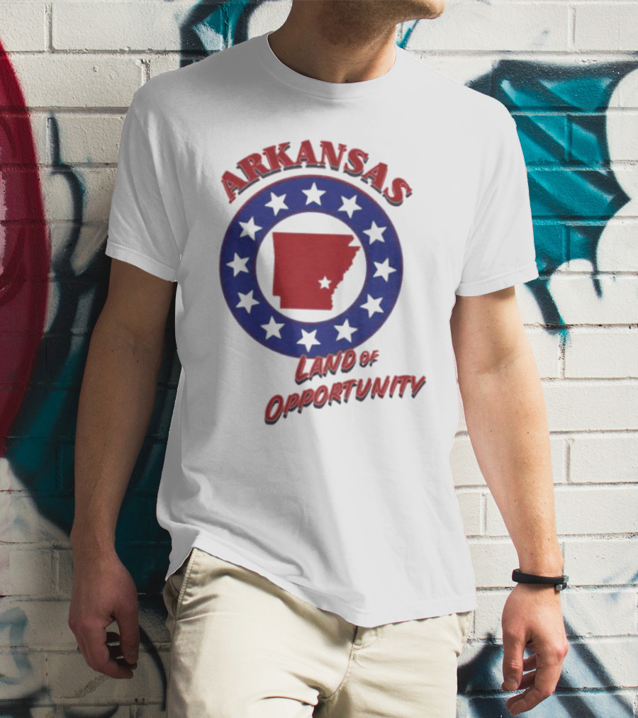 Arkansas Land Of Opportunity Red State Blue Star Circle T-Shirt