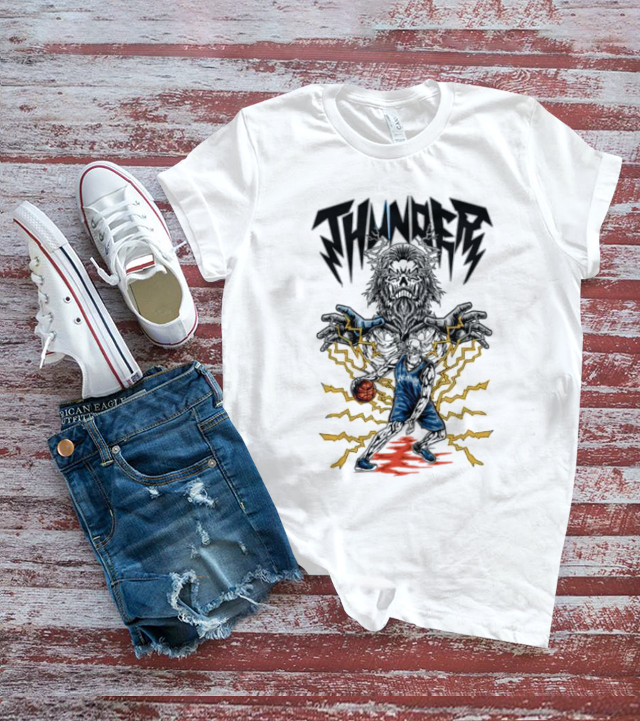 THUNDER Basketball Skeleton Power Burst T-Shirt