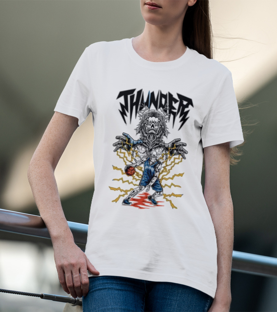 THUNDER Basketball Skeleton Power Burst T-Shirt