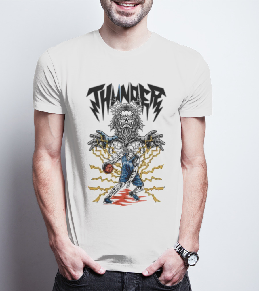 THUNDER Basketball Skeleton Power Burst T-Shirt