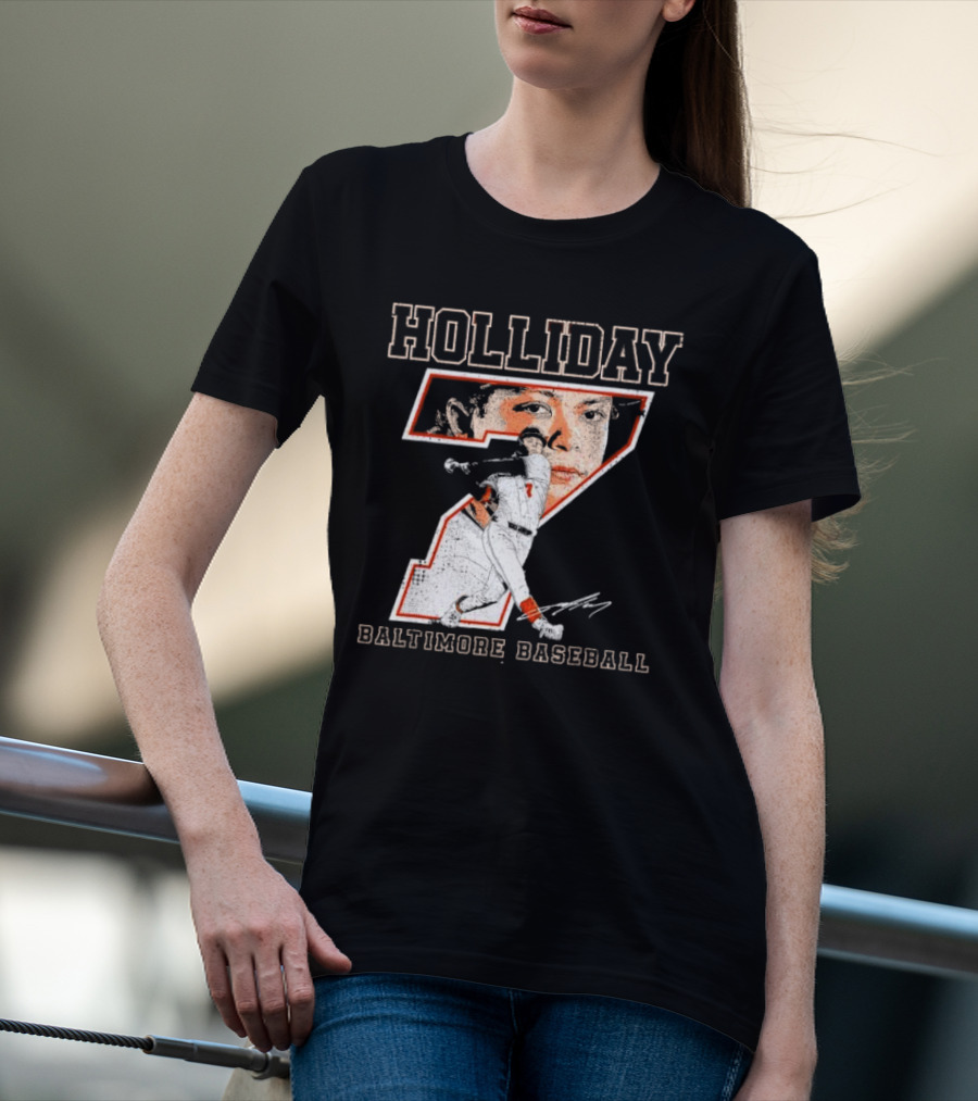 Holliday Number 7 Baltimore Baseball Signature T-Shirt