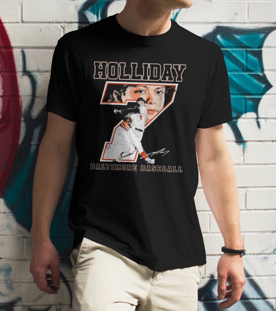 Holliday Number 7 Baltimore Baseball Signature T-Shirt