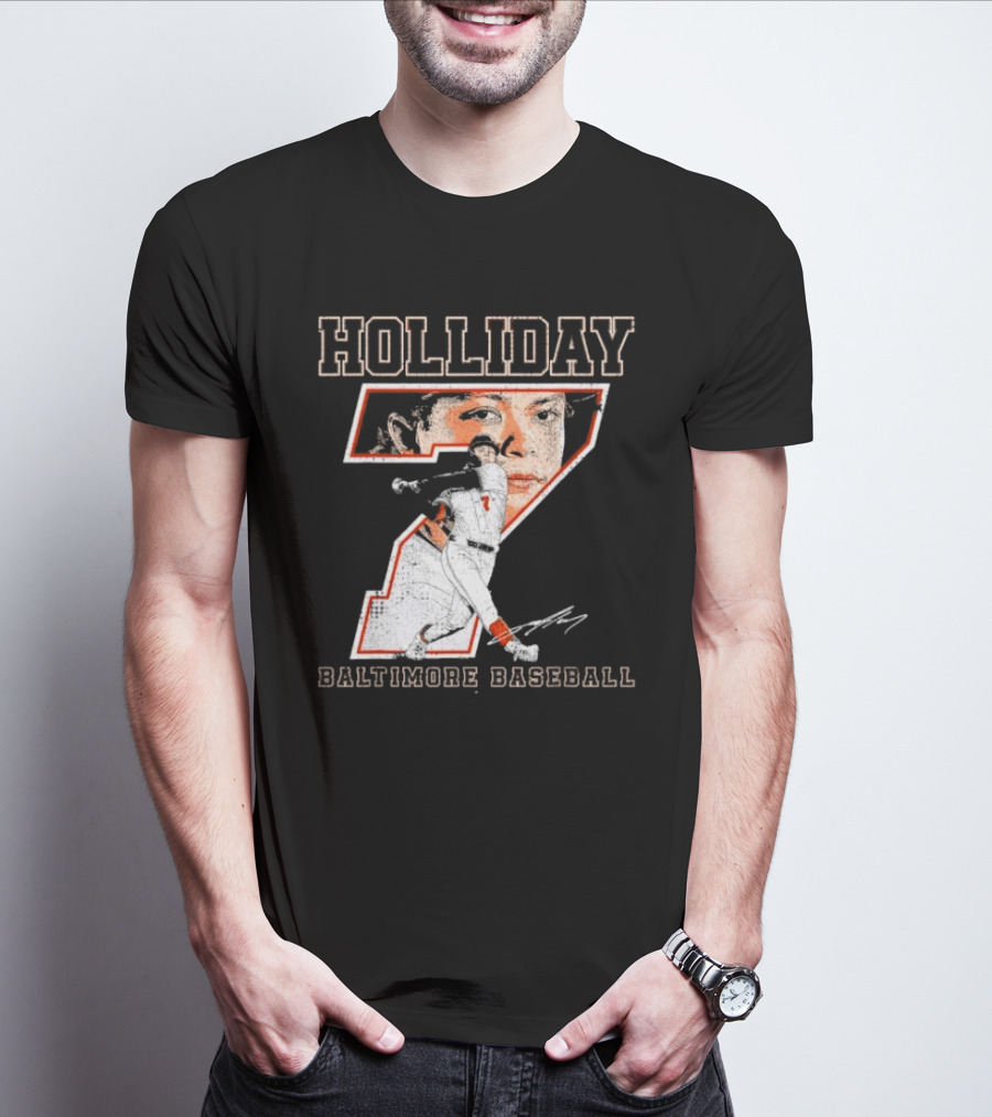 Holliday Number 7 Baltimore Baseball Signature T-Shirt