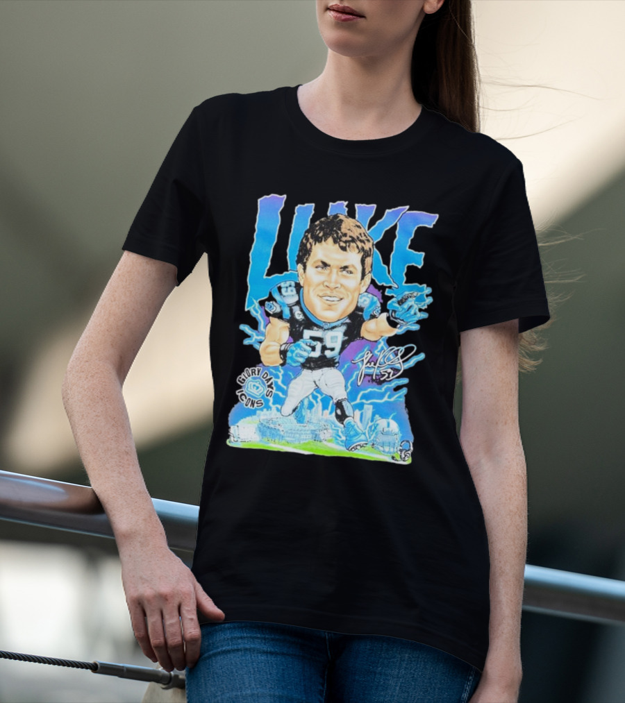 Luke Kuechly Carolina Panthers 59 Glory Days Icons Caricature T-Shirt