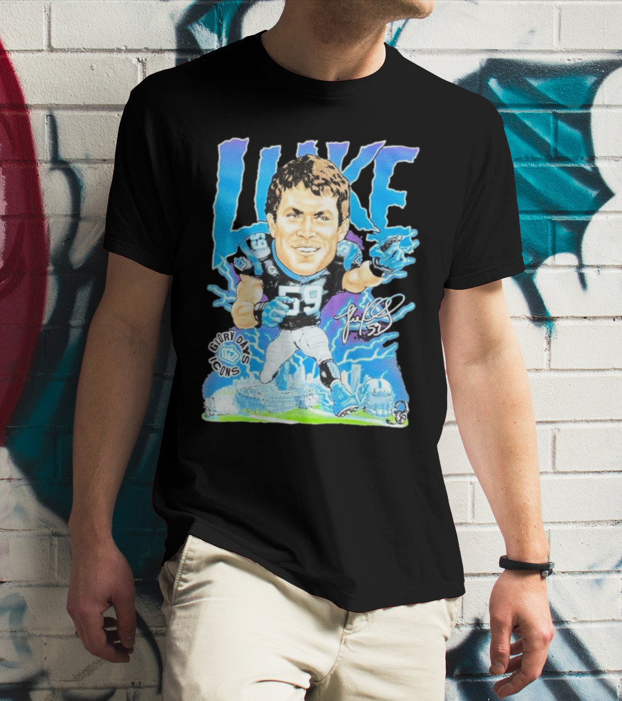 Luke Kuechly Carolina Panthers 59 Glory Days Icons Caricature T-Shirt