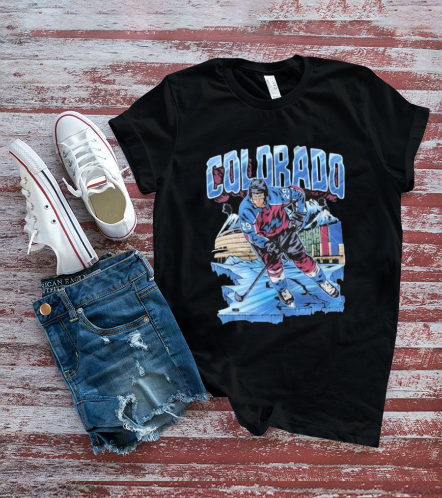 Colorado Avalanche Nathan MacKinnon Hockey 29 Ice Arena Colorado T-Shirt