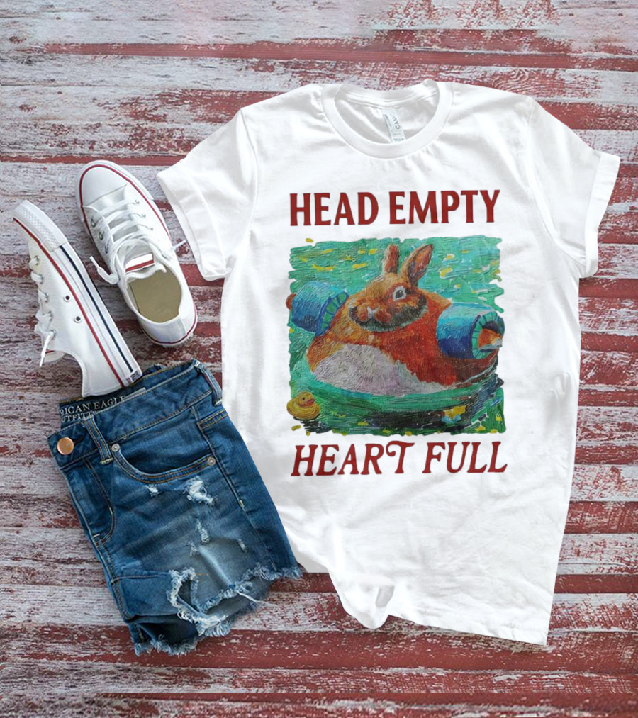 Head Empty Heart Full Bunny Floaties Pool Rubber Duck T-Shirt