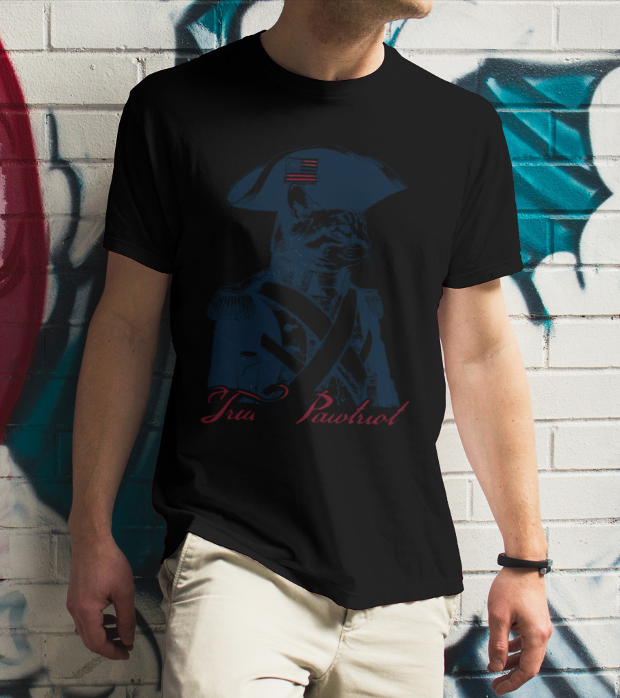 True Pawtriot Cat Colonial American Flag Hat Feline T-Shirt