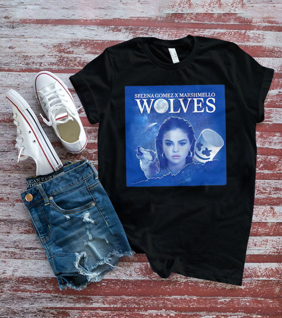 SELENA GOMEZ X MARSHMELLO WOLVES MOON WOLF FACE T-Shirt